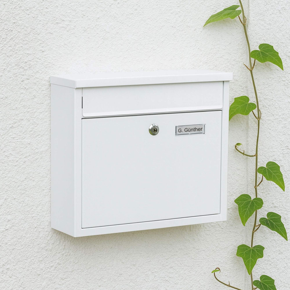 Wall-Mounted Iron Letterbox with Nameplate and Keys