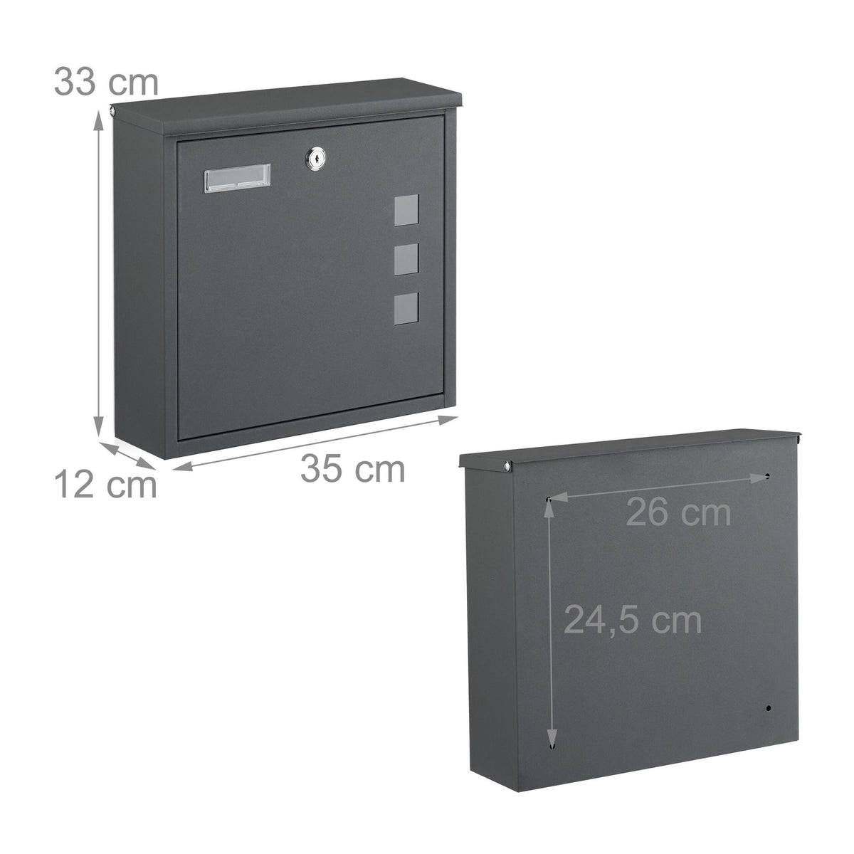 Wall-Mounted Iron Letterbox with Viewing Windows