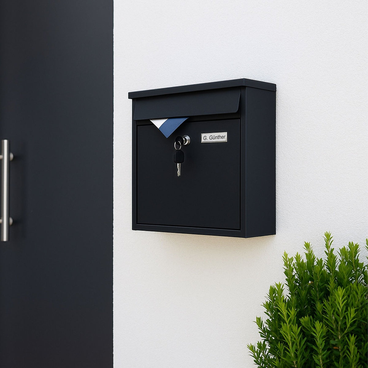 Wall-Mounted Iron Mailbox, Large Slot, 4 Keys Included