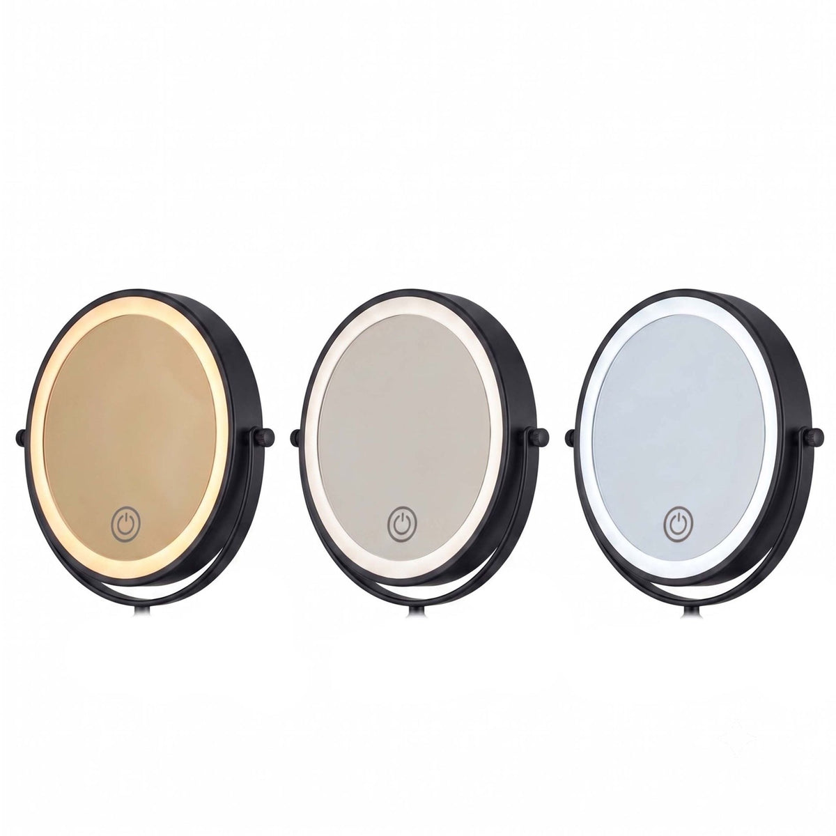 Wall-Mounted LED Cosmetic Mirror, 10x Magnification, Black