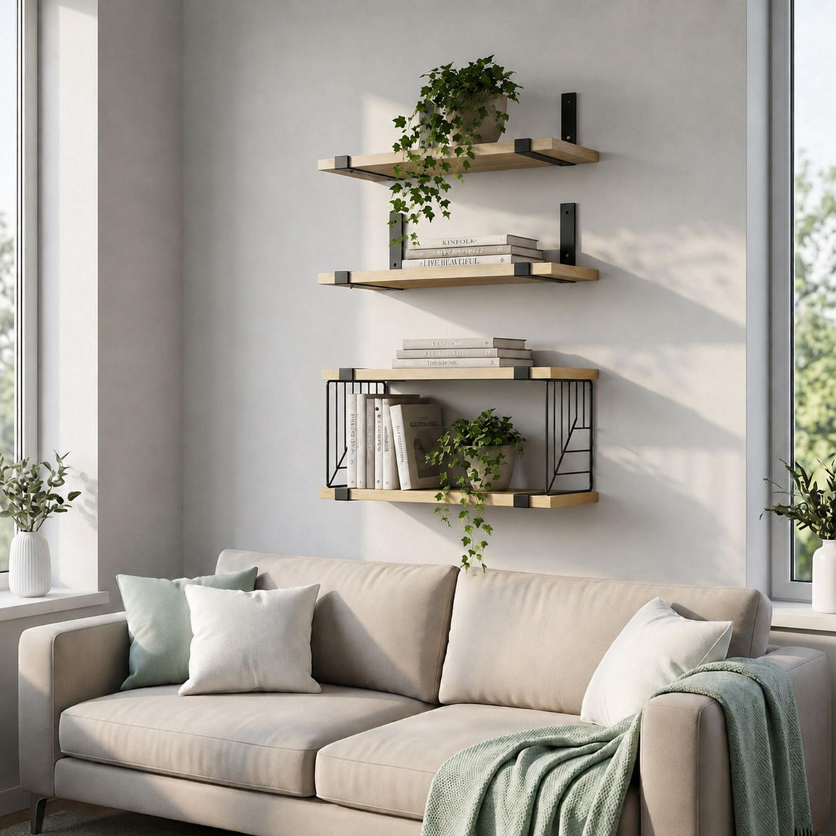 Wall-Mounted MDF Shelves Set, 3-Piece, Various Sizes