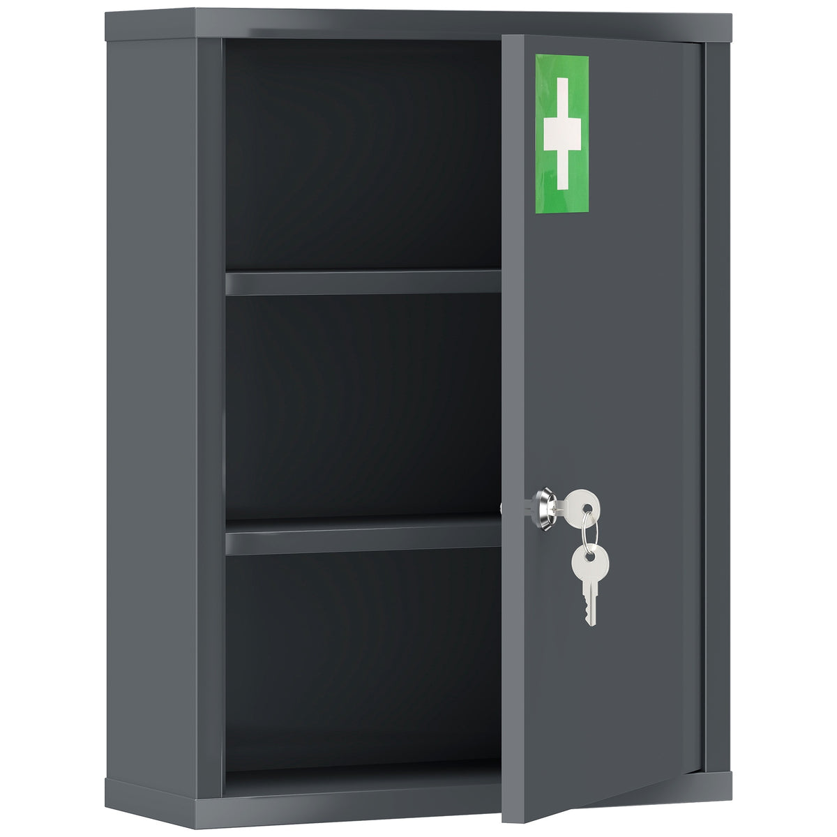 Wall-Mounted Medicine Cabinet with Lock, 3-Tier Steel, 40x15x53.5 cm