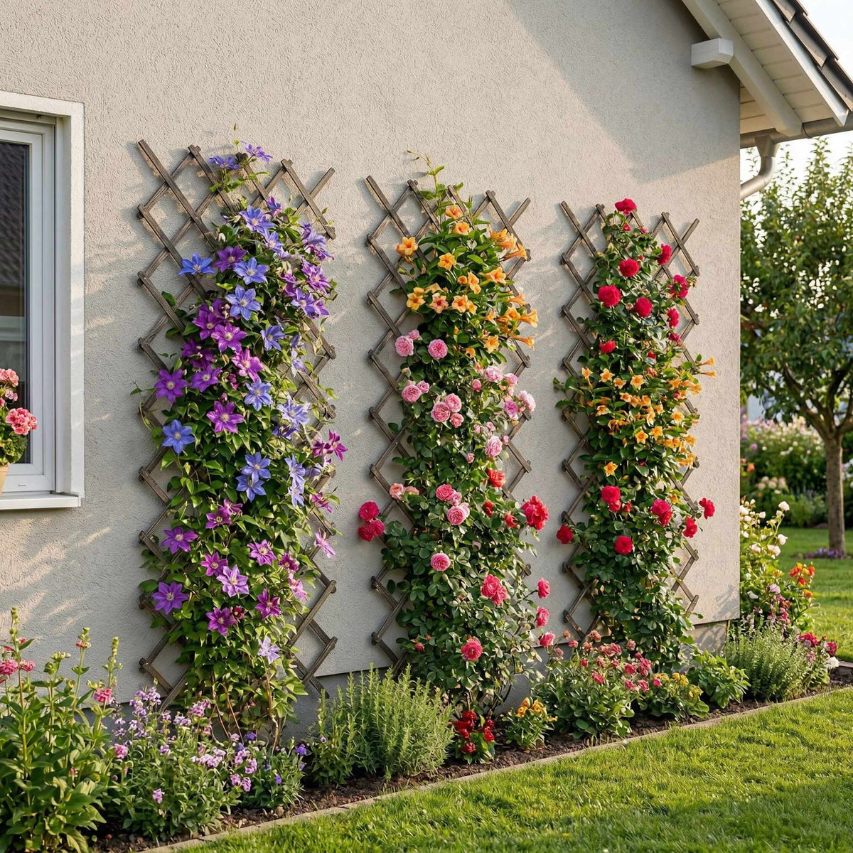 Wall-Mounted Plant Trellis, 3-Piece XXL Extendable