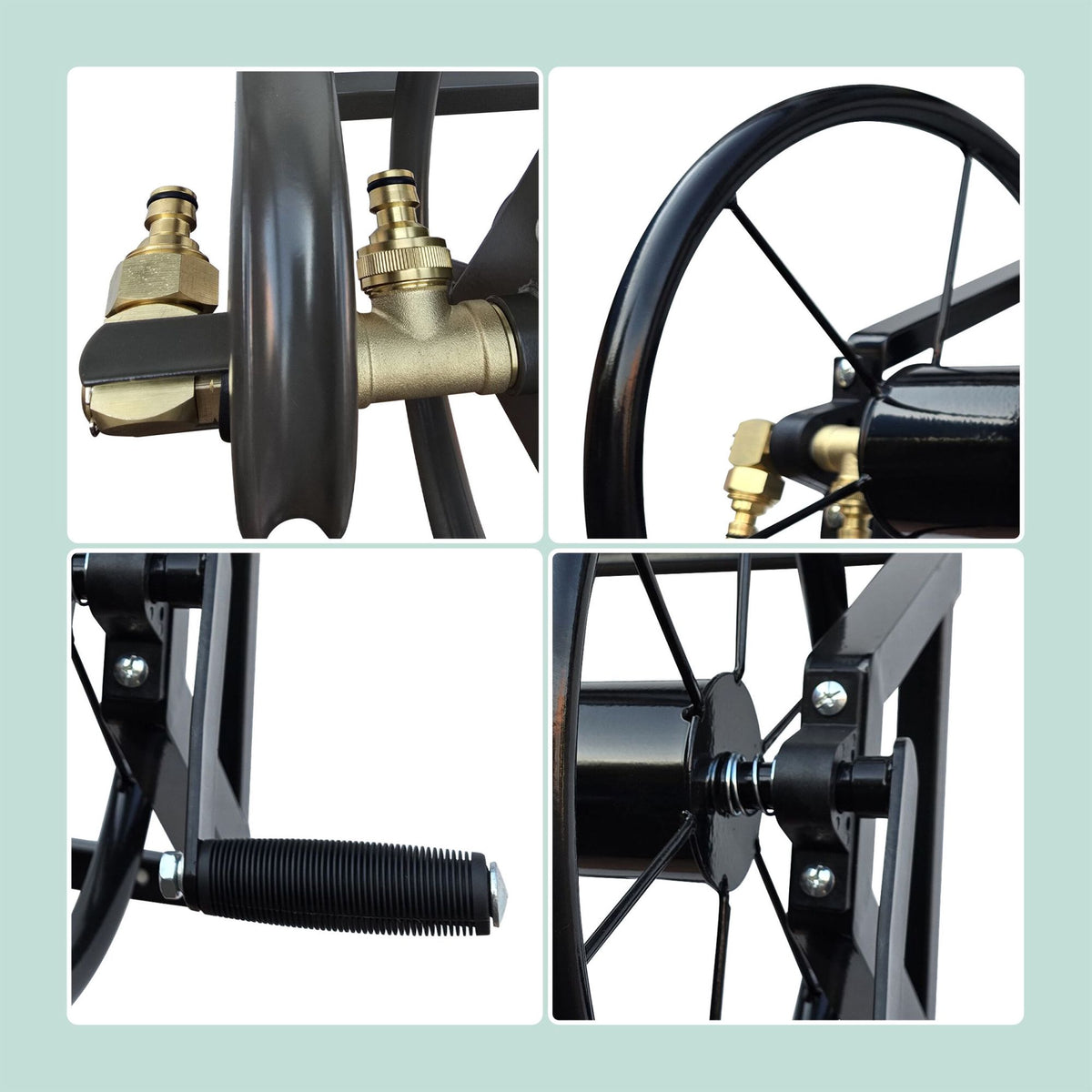Wall-Mounted Stainless Hose Reel with Adapter