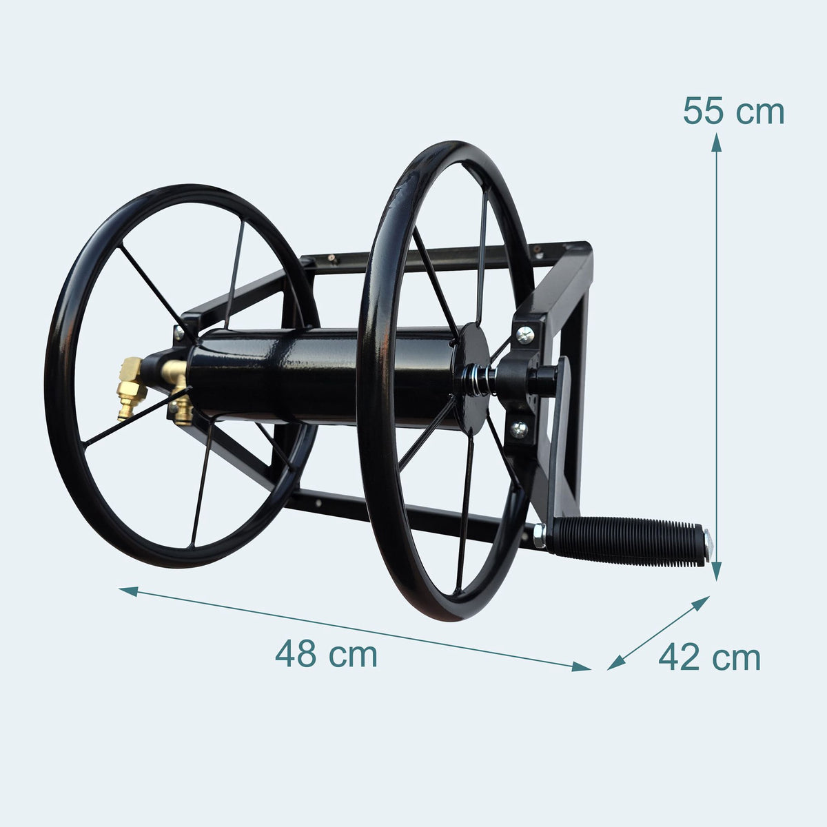 Wall-Mounted Stainless Hose Reel with Adapter