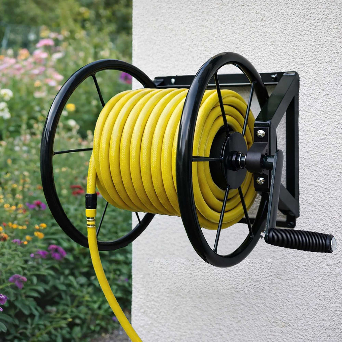 Wall-Mounted Stainless Hose Reel with Adapter
