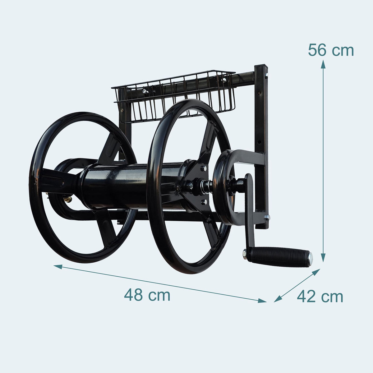 Wall-Mounted Stainless Hose Reel with Crank