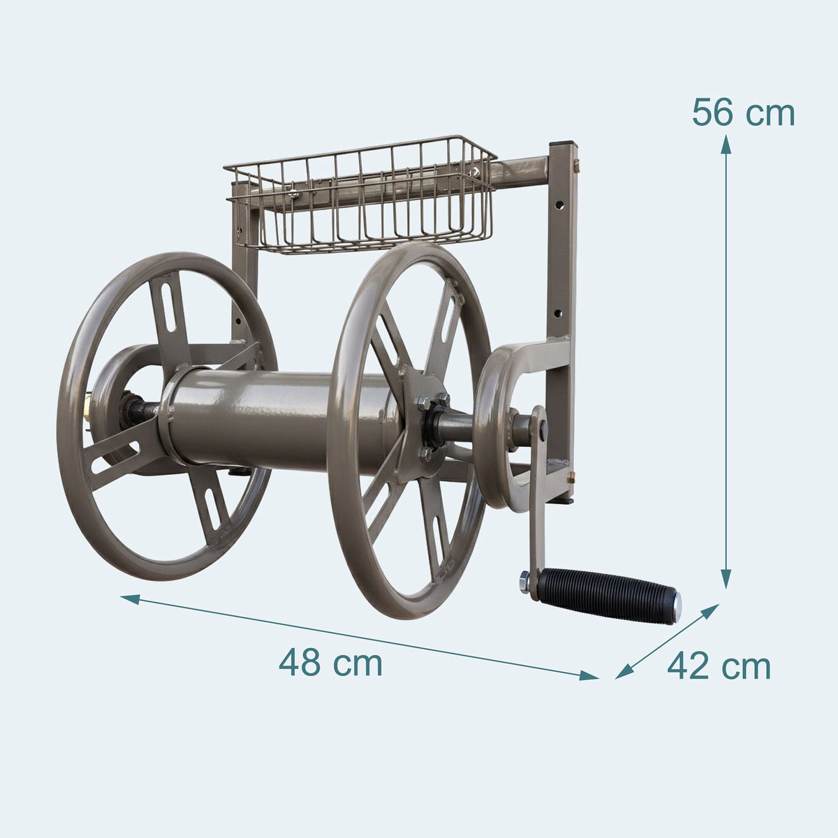 Wall-Mounted Stainless Hose Reel with Crank