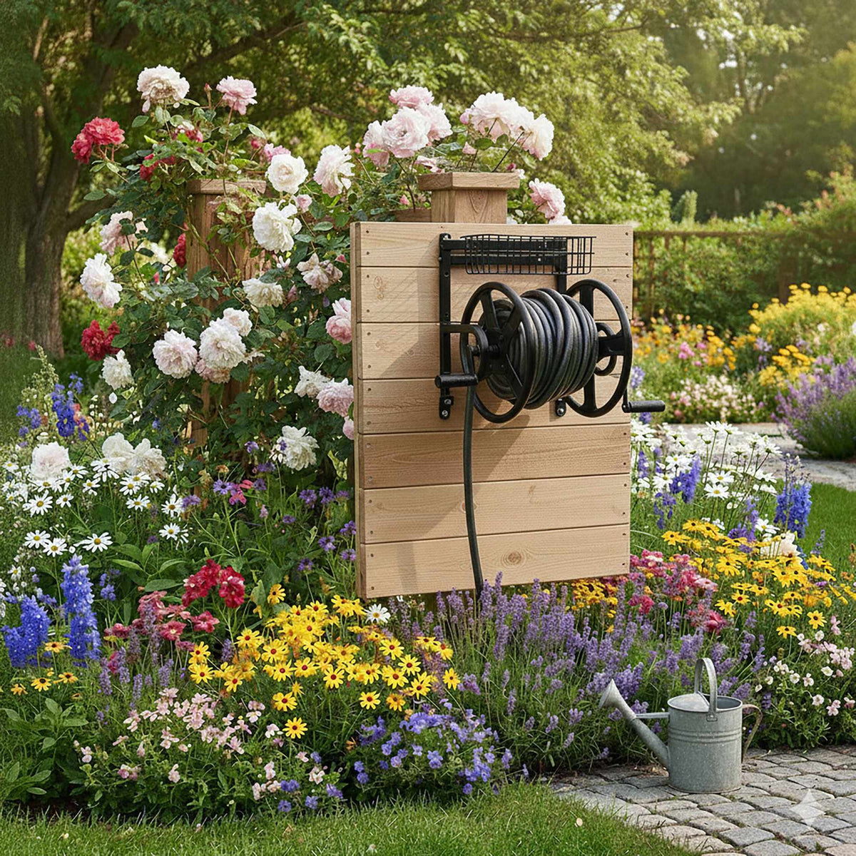 Wall-Mounted Stainless Hose Reel with Crank