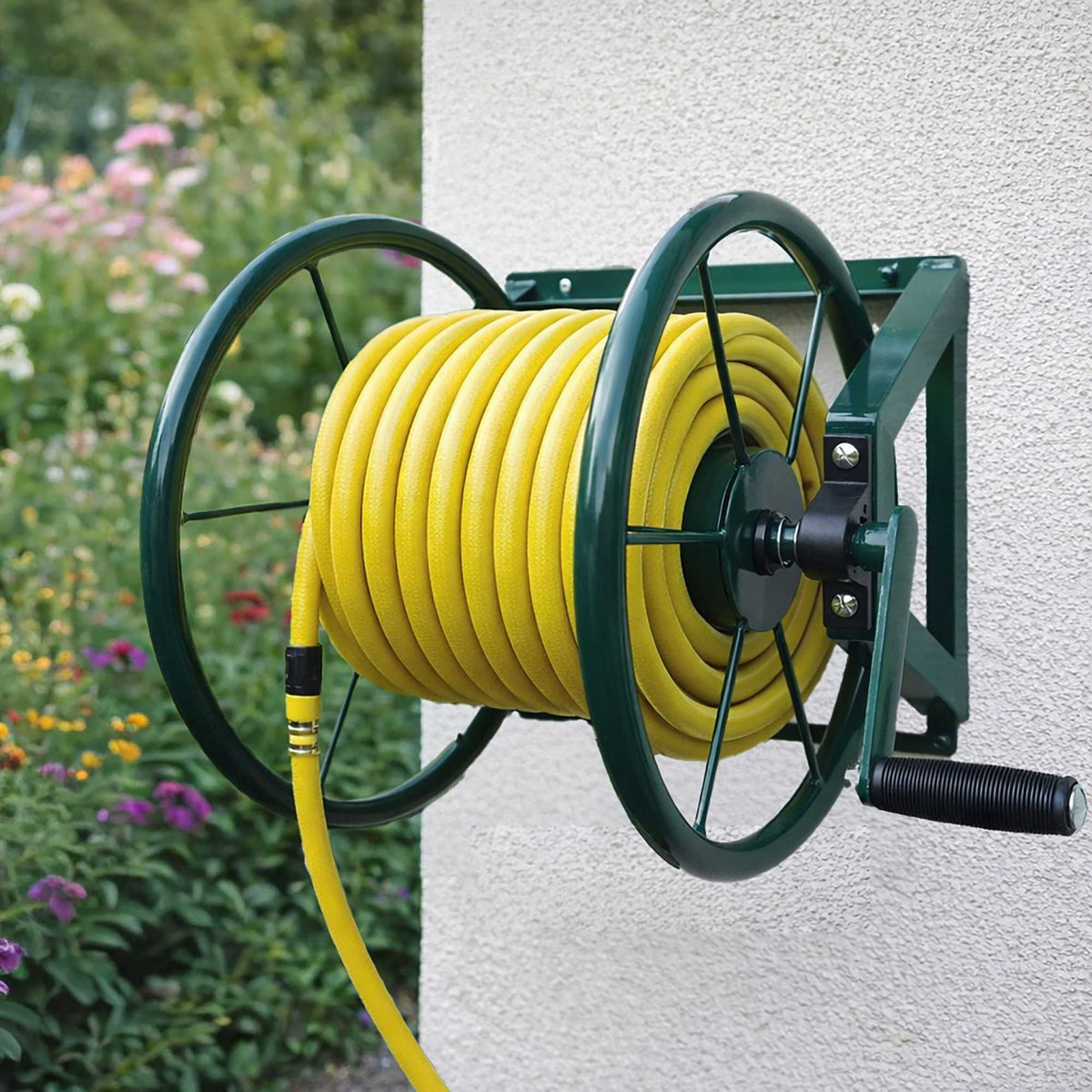 Wall-Mounted Stainless Steel Hose Reel with Adapter