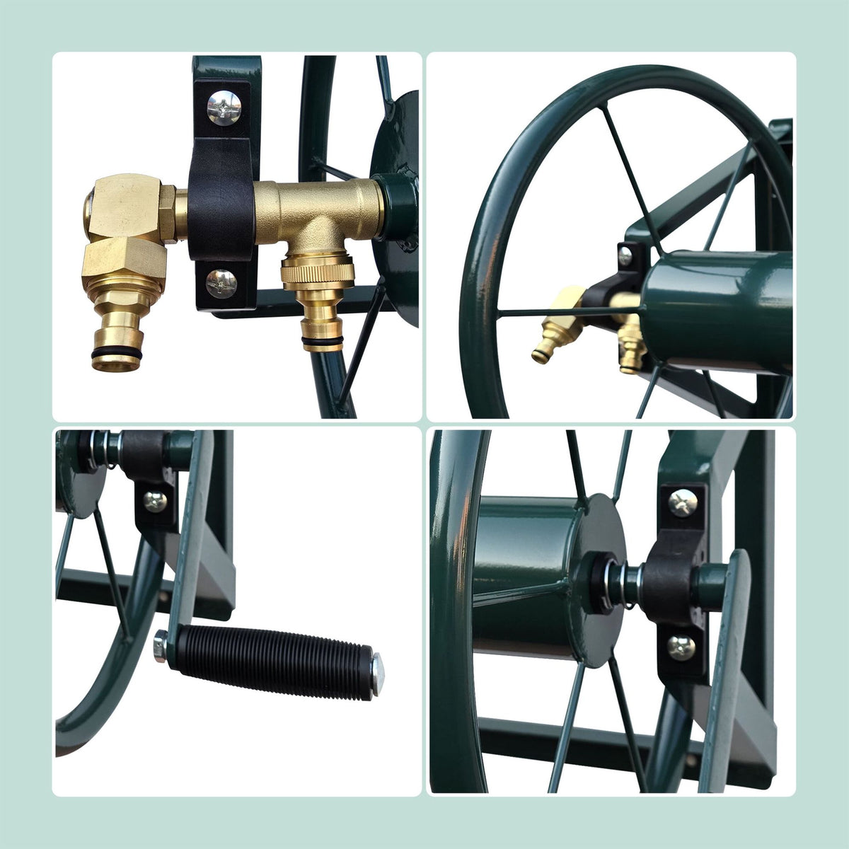 Wall-Mounted Stainless Steel Hose Reel with Adapter