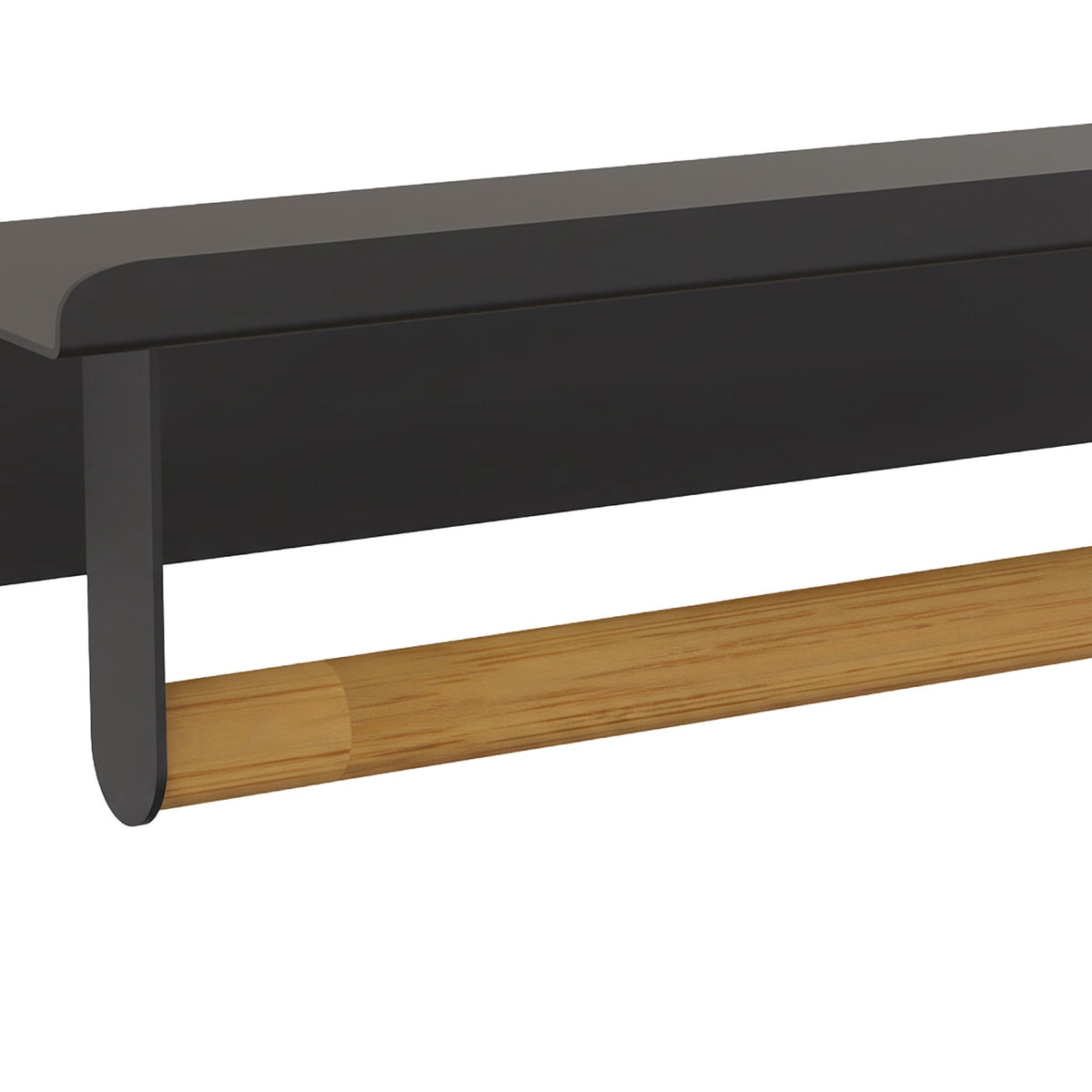 Wall-Mounted Towel Rail with Bamboo Bar and Metal Shelf