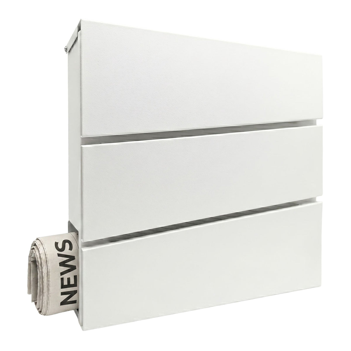 Wall-Mounted White Letterbox with Magazine Holder