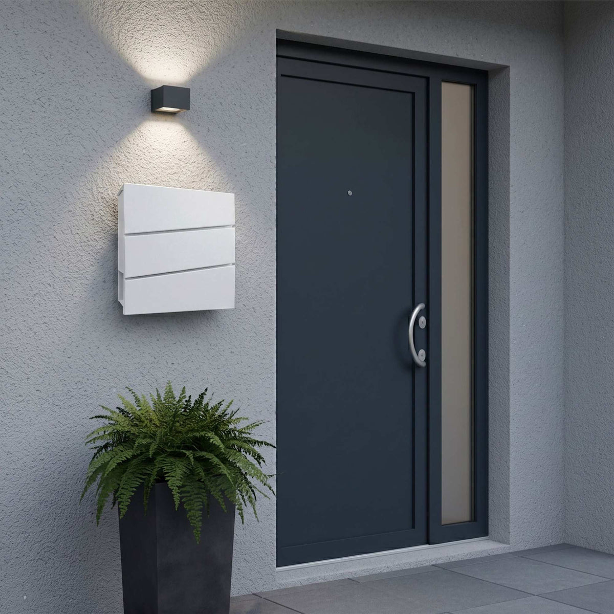 Wall-Mounted White Letterbox with Magazine Holder