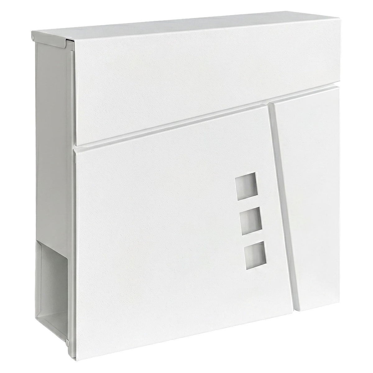Wall-Mounted White Mailbox with Newspaper Holder