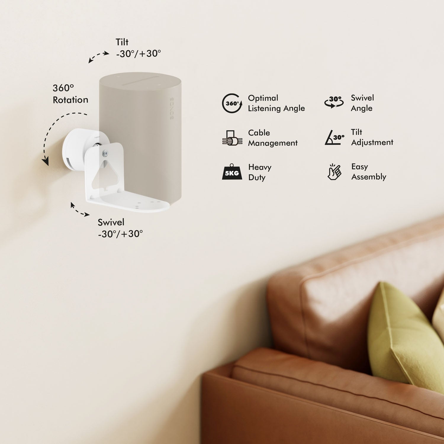 Wall Mount for Sonos Era 100/300, White