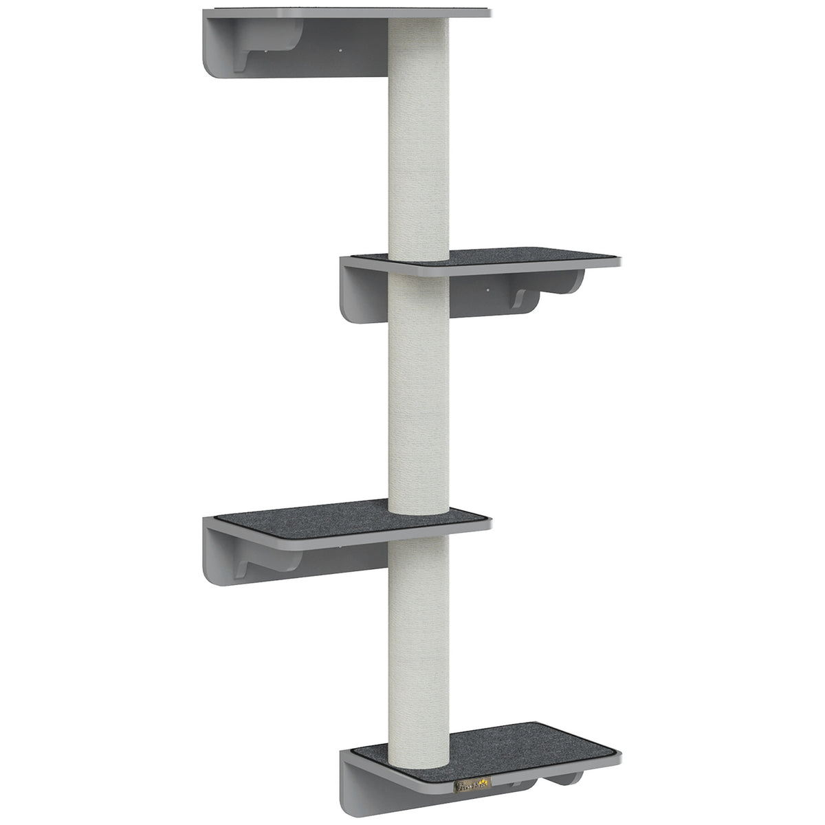 Wall Scratching Post Cat Climbing Wall Wall Mounted Wood Light Gray Beige 66X28X137Cm