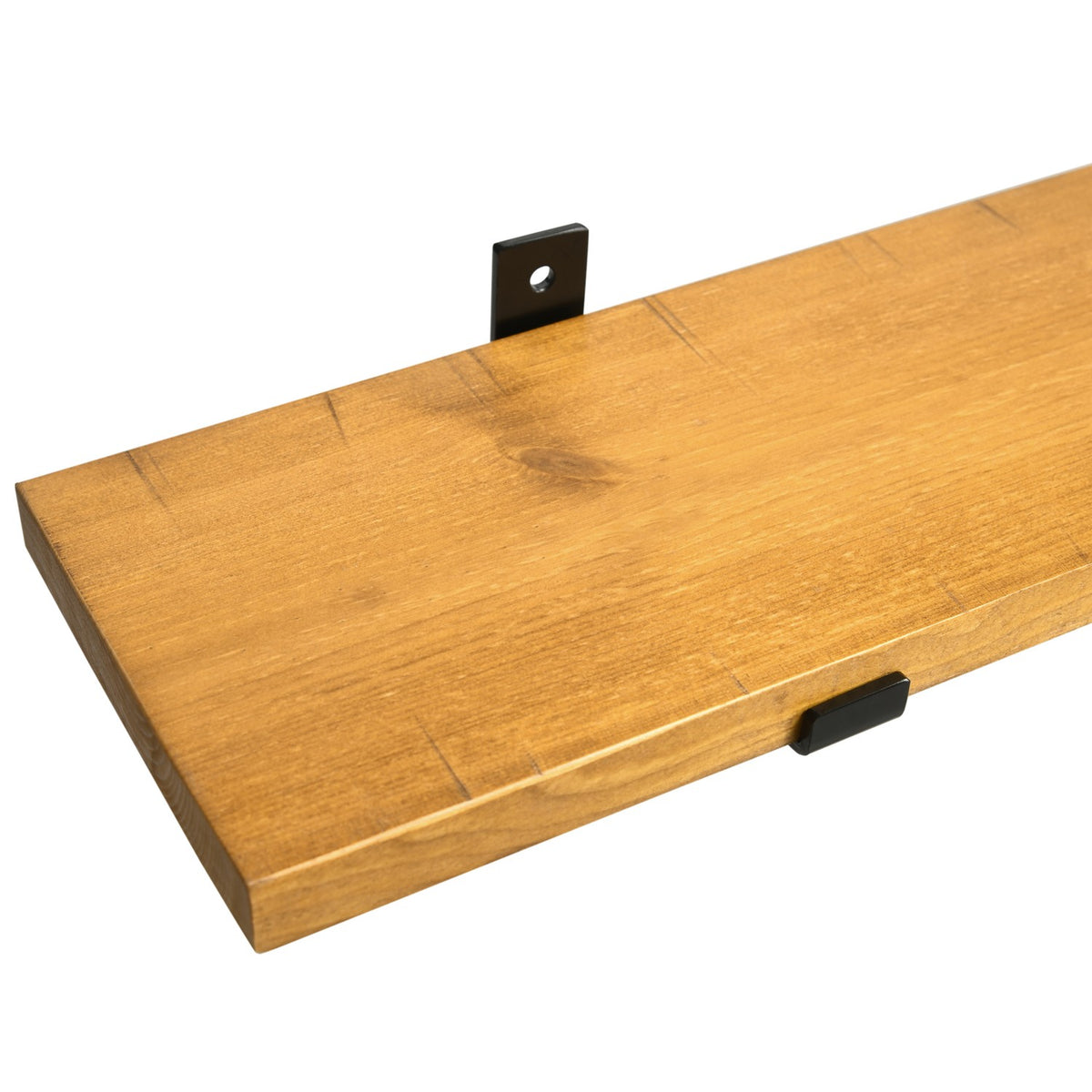 Wall Shelf Set Of 2 Floating Shelves Made Of Pine Wood And Steel, Brown, 90X15X2.5Cm, For Stylish Wall Decoration