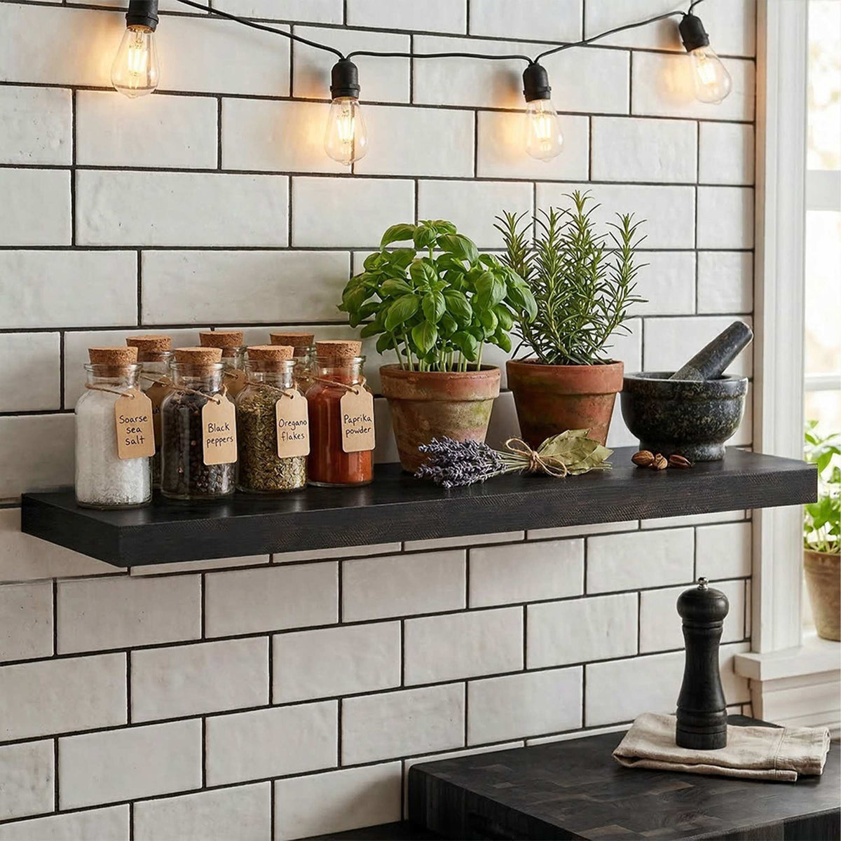 Wall Shelf with Metal Bracket – Living Room or Kitchen
