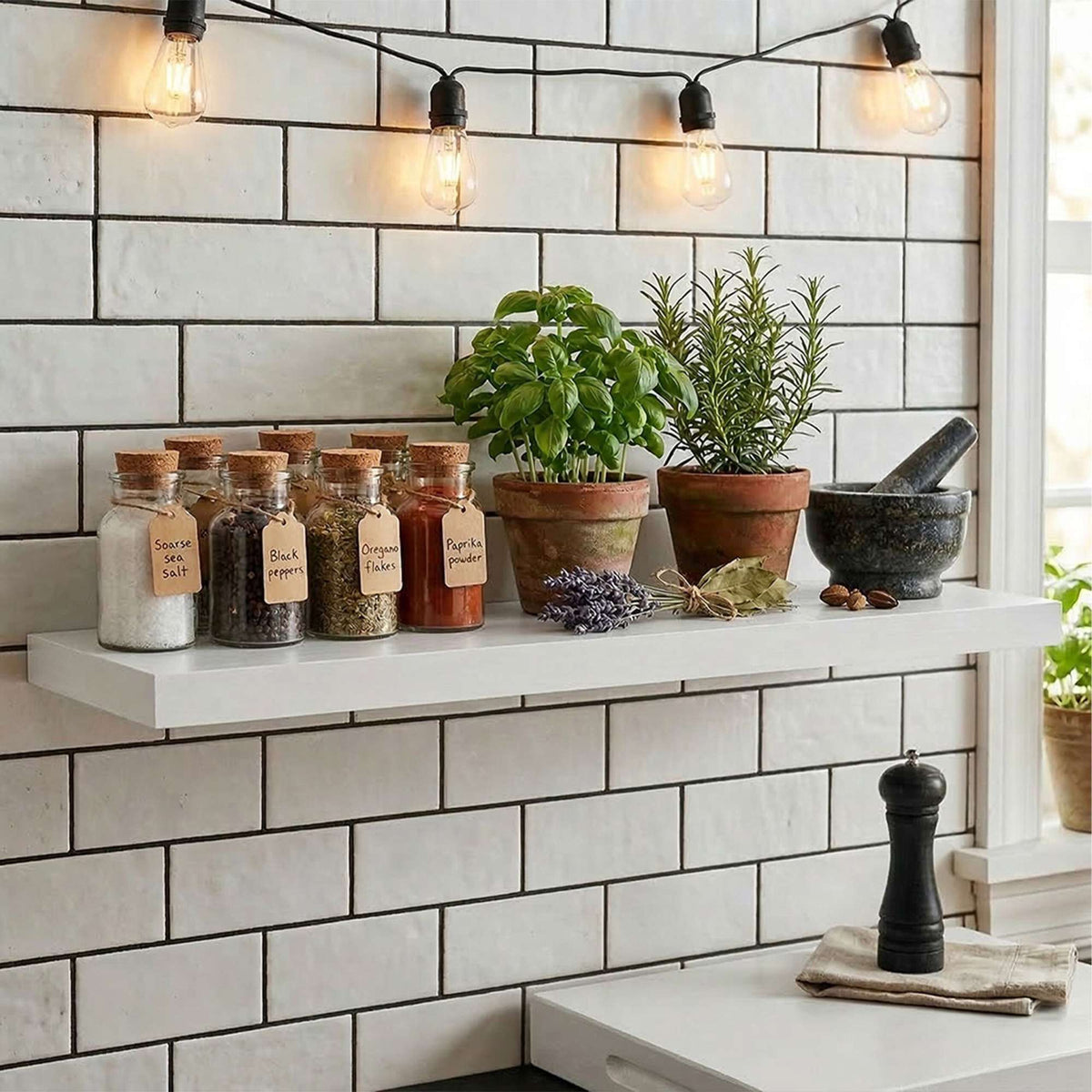 Wall Shelf with Metal Bracket – Living Room or Kitchen