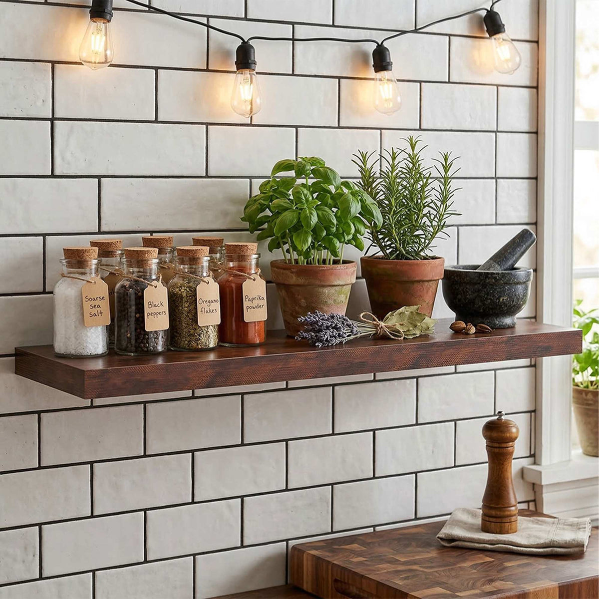 Wall Shelf with Metal Bracket – Living Room or Kitchen