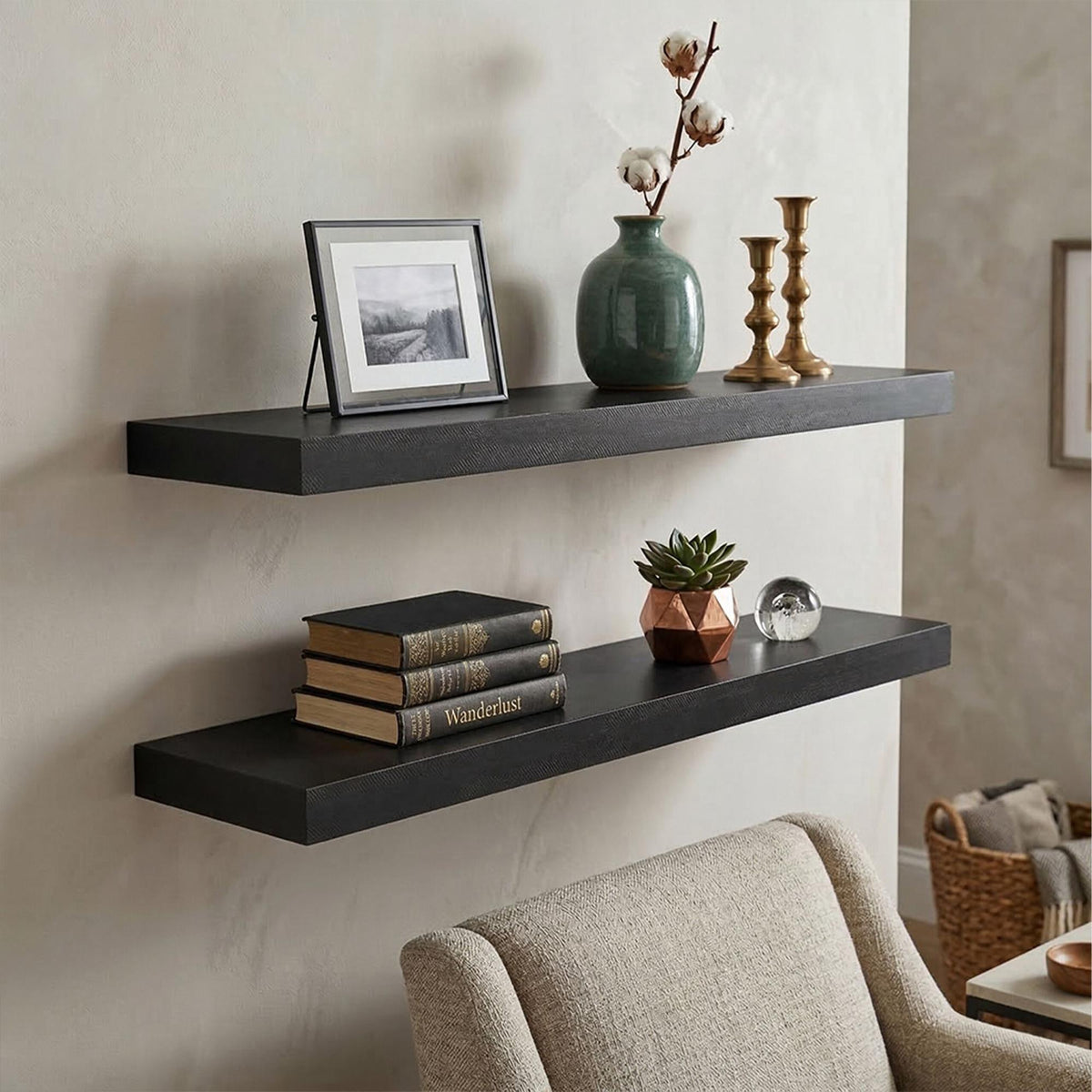 Wall Shelf with Metal Bracket for Living Room or Kitchen