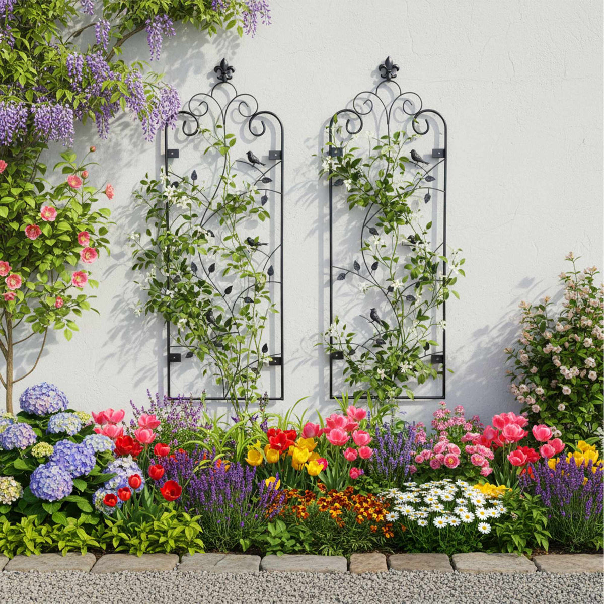 Wall Trellis Set, 2-Pack Powder-Coated Steel Climber
