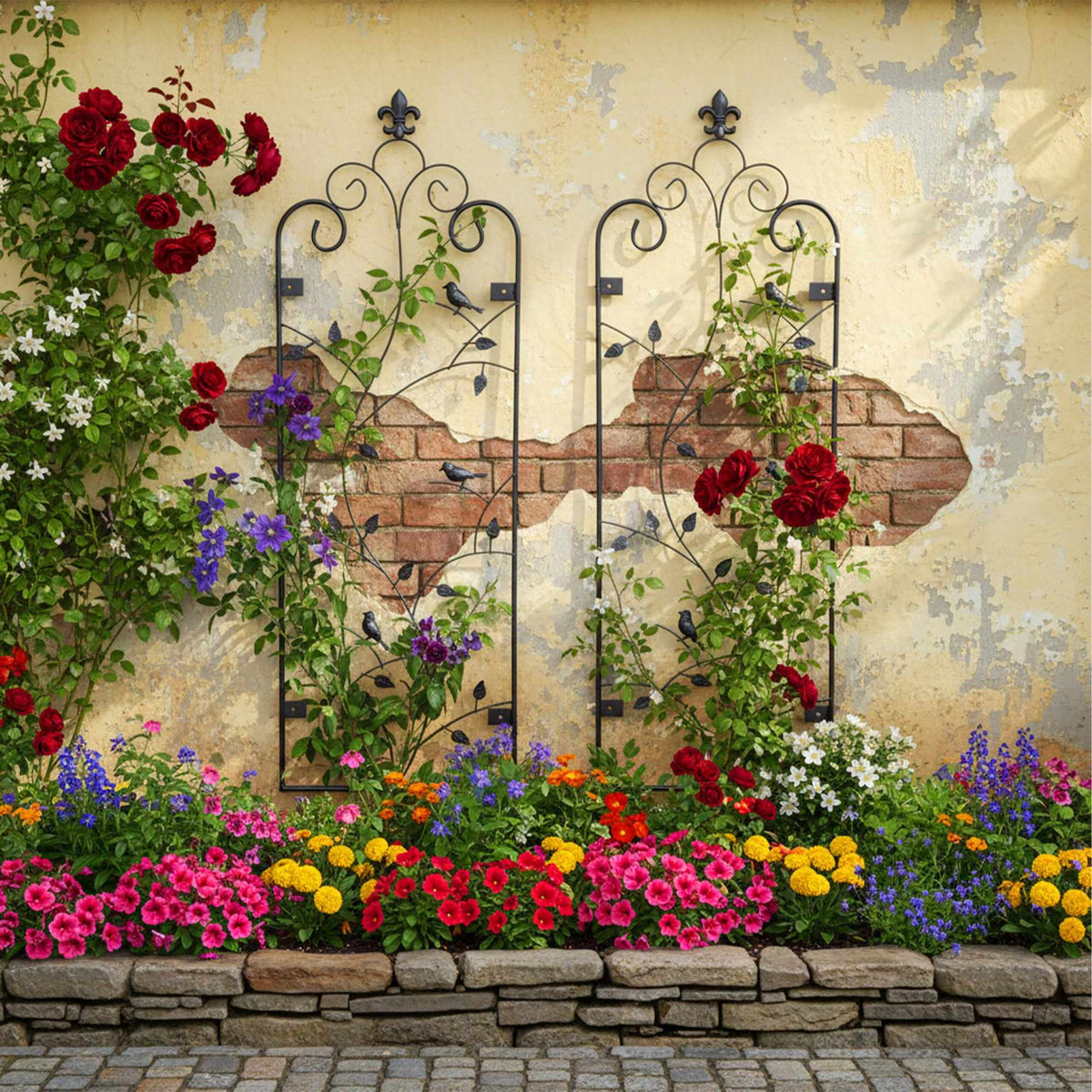 Wall Trellis Set, 2-Pack Powder-Coated Steel Climber