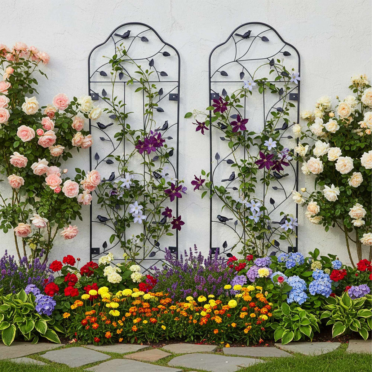 Wall Trellis Set, 2-Pack Powder-Coated Steel for Vines