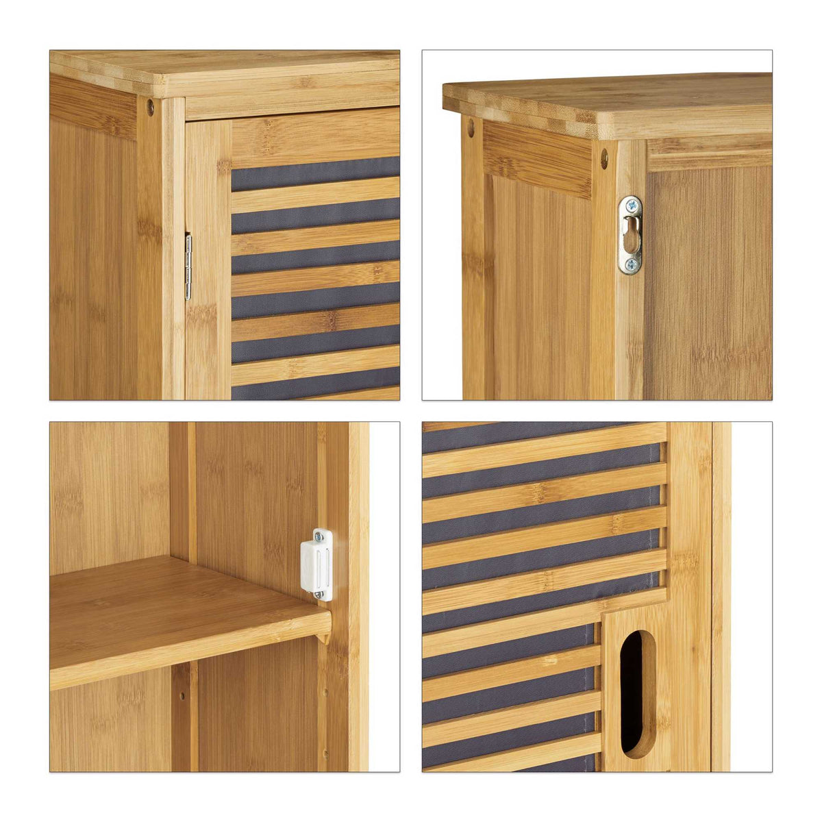 Wall cabinet for bathroom Bamboo 2 shelves