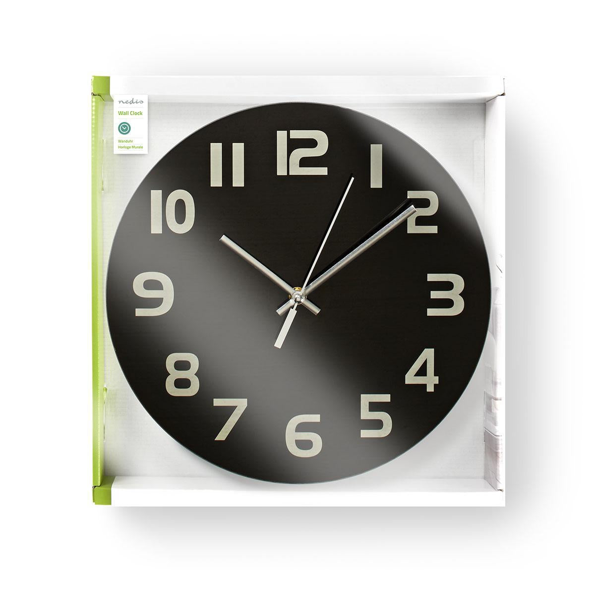 Wall clock | Diameter: 300 mm | Glass | Black