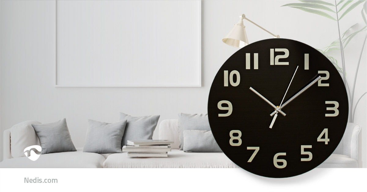 Wall clock | Diameter: 300 mm | Glass | Black