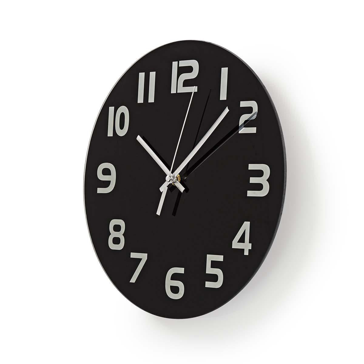 Wall clock | Diameter: 300 mm | Glass | Black