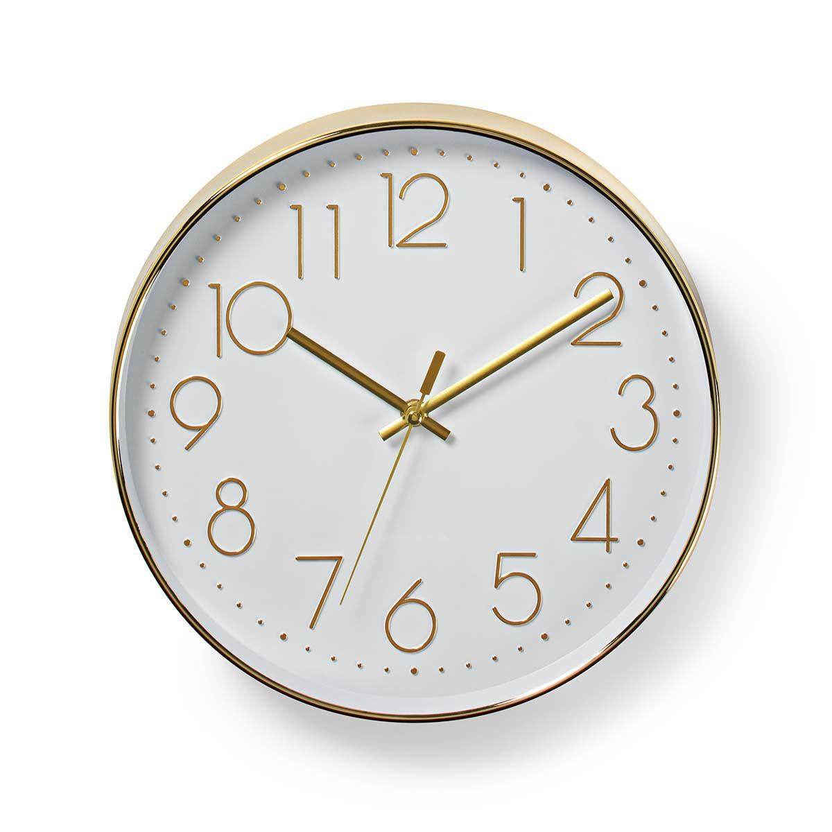 Wall clock | Diameter: 300 mm | Plastic | Gold / White