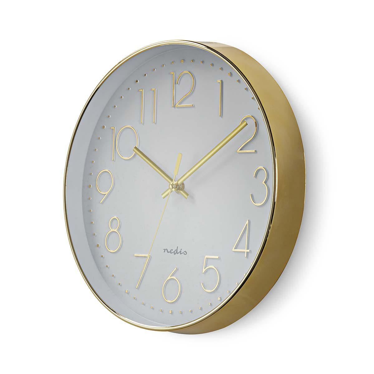 Wall clock | Diameter: 300 mm | Plastic | Gold / White