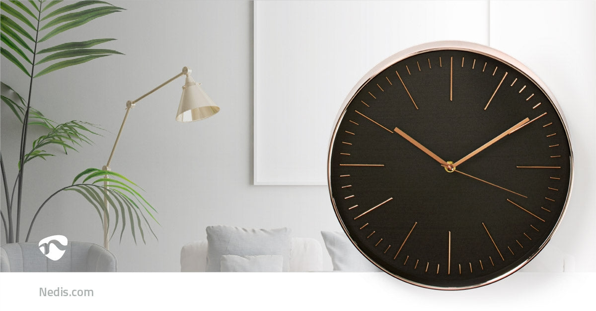Wall clock | Diameter: 300 mm | Plastic | Rose Gold / Black