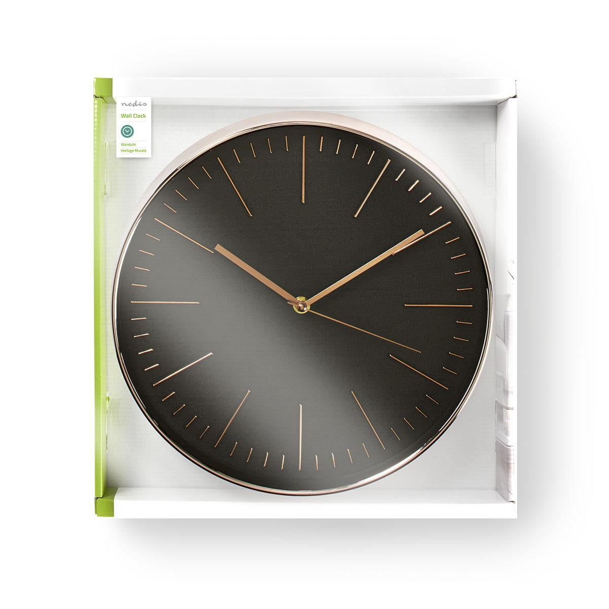 Wall clock | Diameter: 300 mm | Plastic | Rose Gold / Black