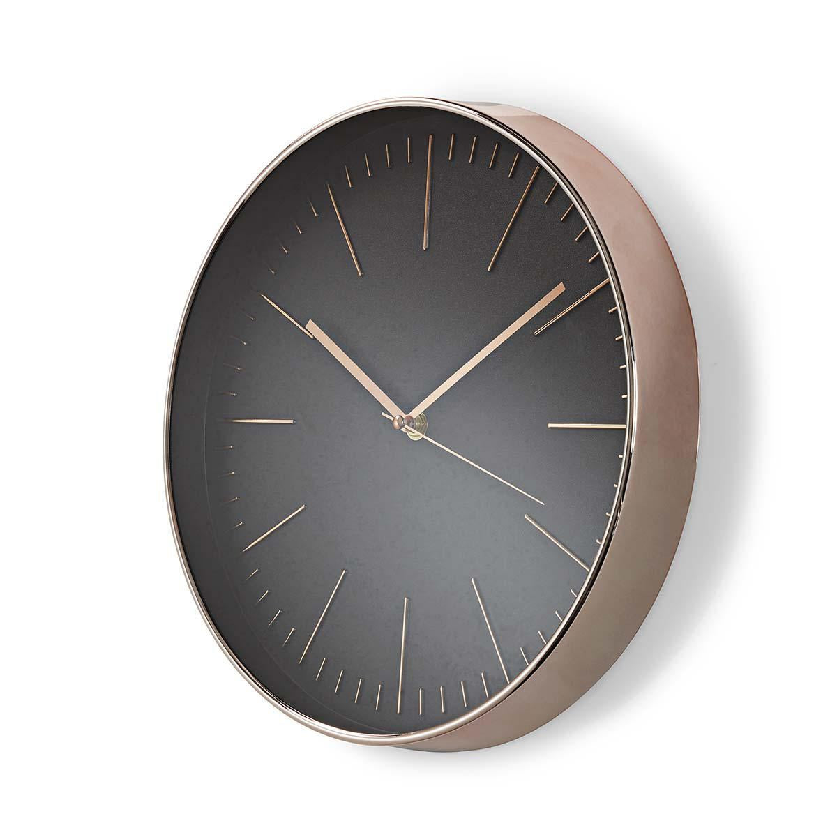 Wall clock | Diameter: 300 mm | Plastic | Rose Gold / Black