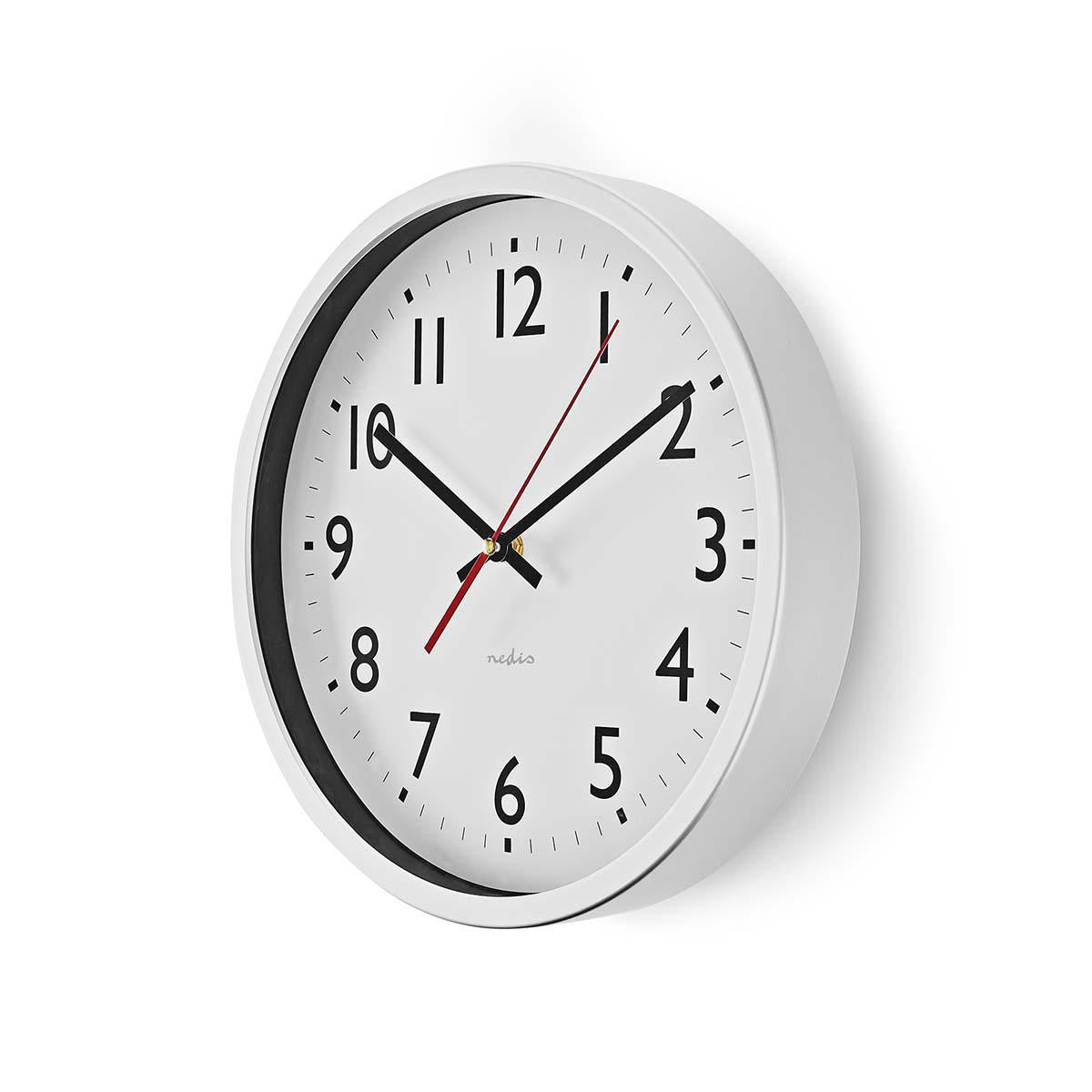 Wall clock | Diameter: 300 mm | Plastic | Silver / White