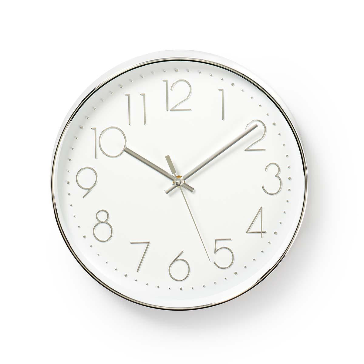 Wall clock | Diameter: 300 mm | Plastic | Silver / White