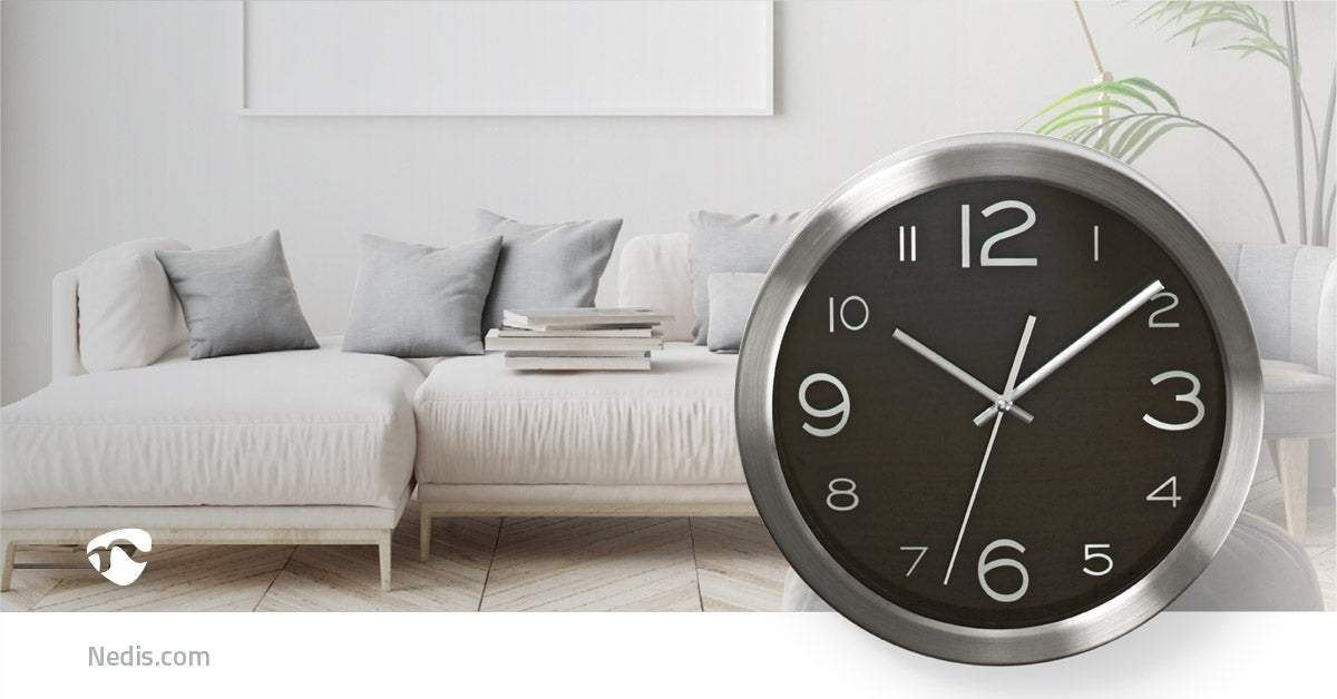 Wall clock | Diameter: 300 mm | Stainless steel | Silver / Black