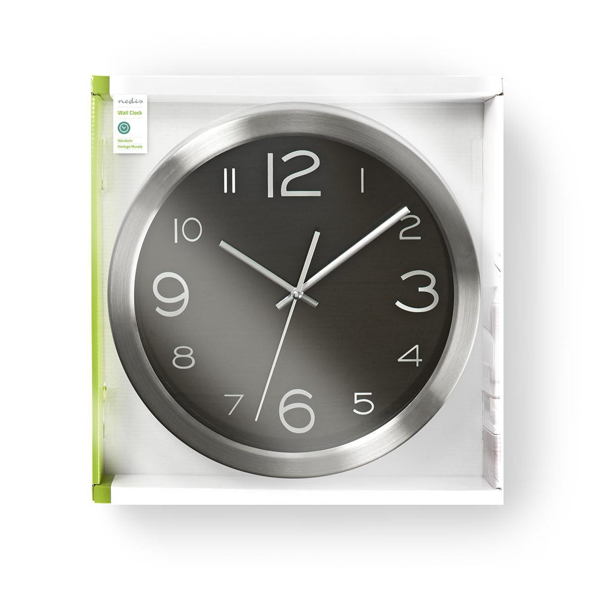 Wall clock | Diameter: 300 mm | Stainless steel | Silver / Black