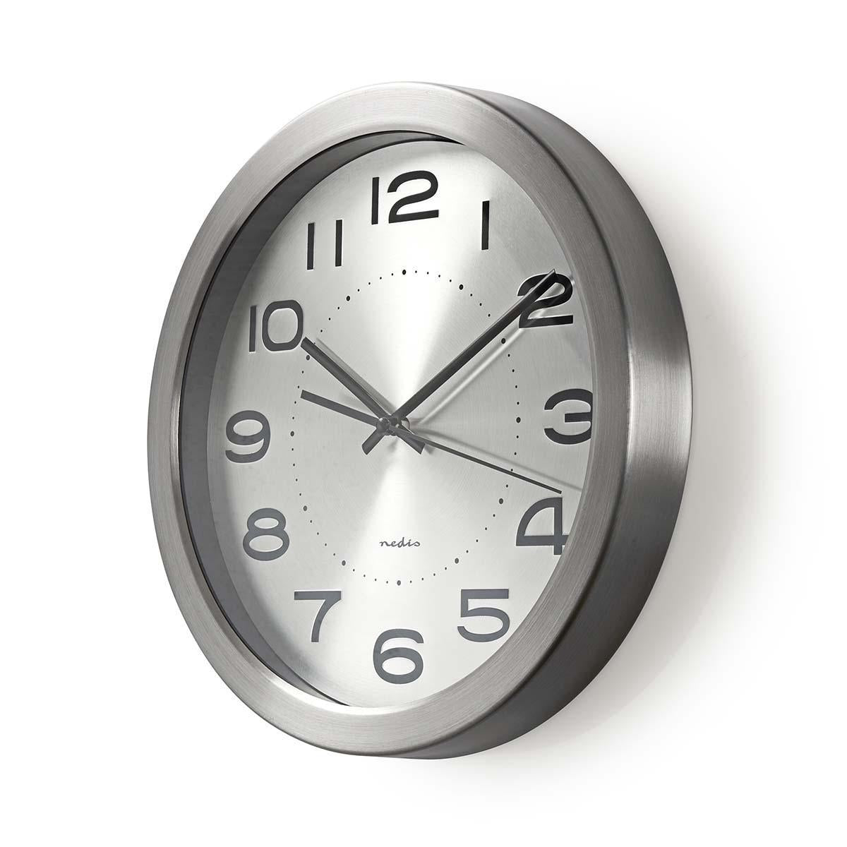 Wall clock | Diameter: 300 mm | Stainless steel | Silver
