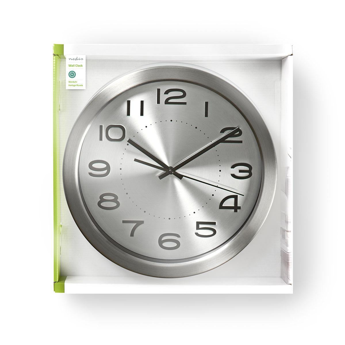 Wall clock | Diameter: 300 mm | Stainless steel | Silver