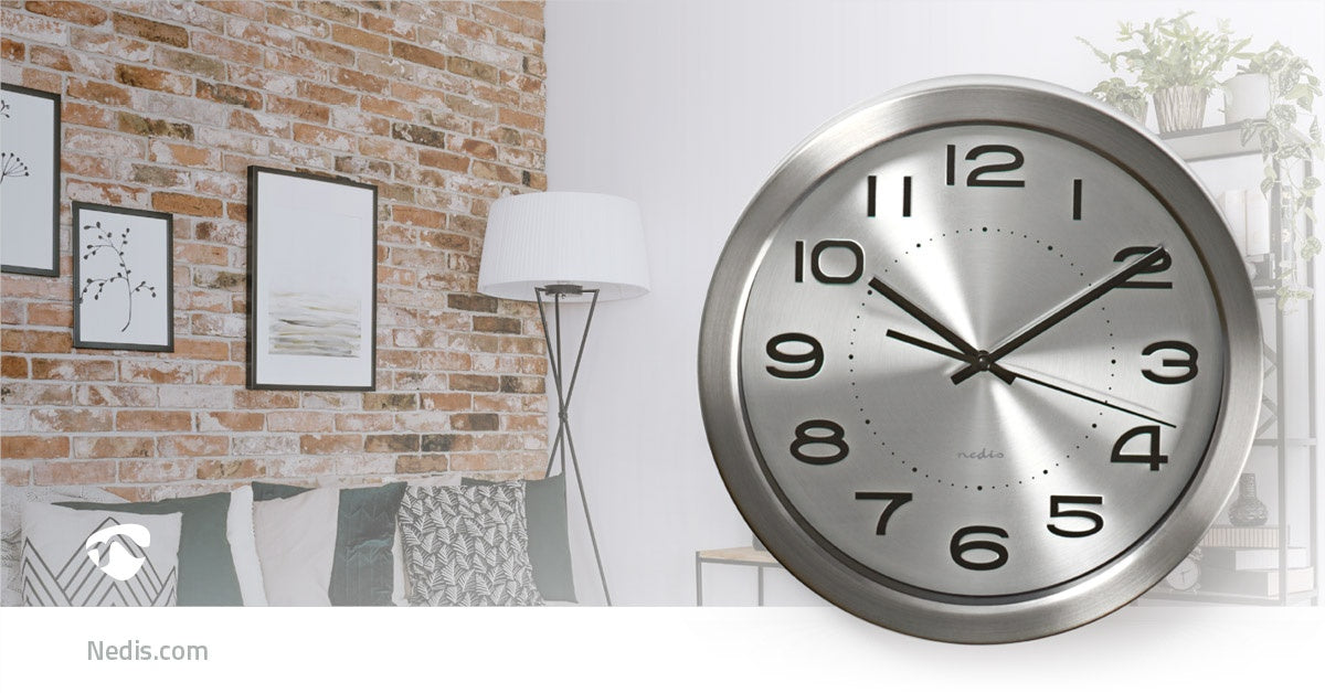 Wall clock | Diameter: 300 mm | Stainless steel | Silver