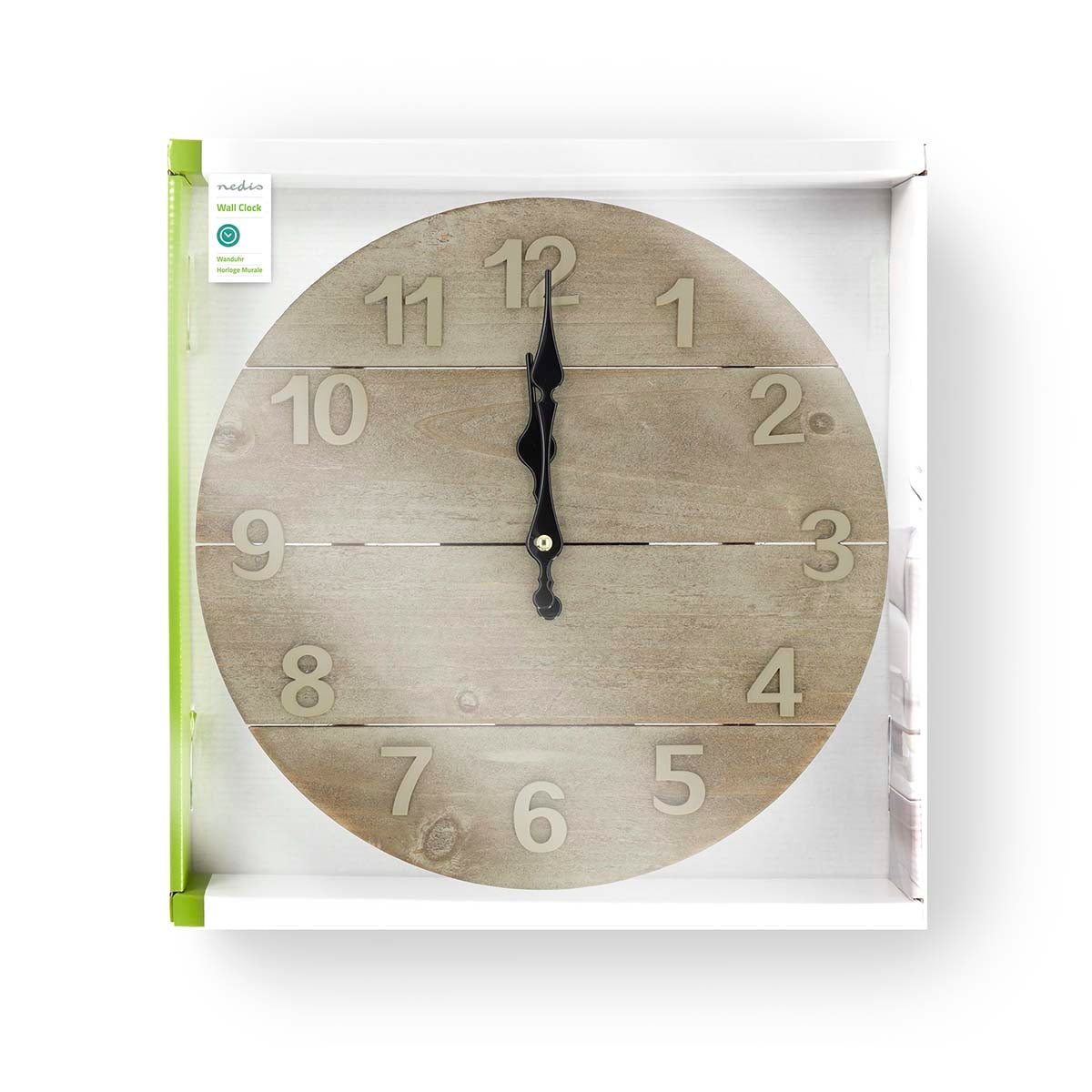 Wall clock | Diameter: 300 mm | Wooden | Beige / Brown