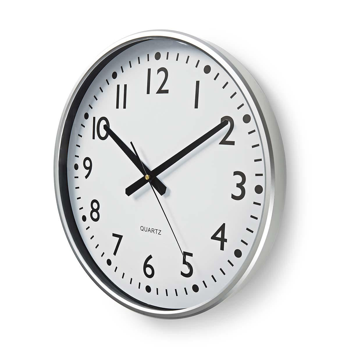 Wall clock | Diameter: 380 mm | Plastic | Silver / White