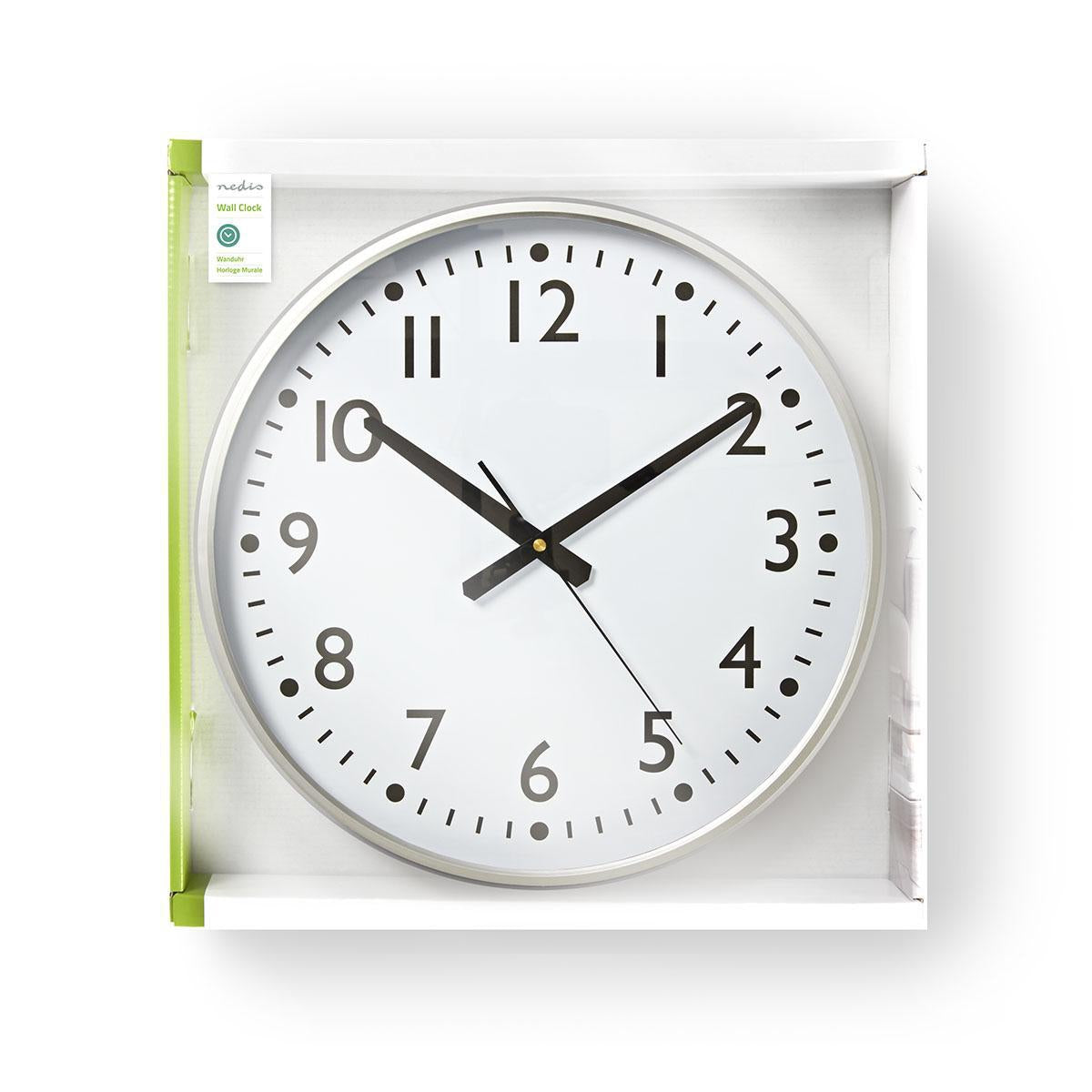 Wall clock | Diameter: 380 mm | Plastic | Silver / White