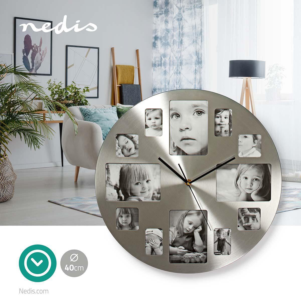 Wall clock | Diameter: 400 mm | Metal | Silver