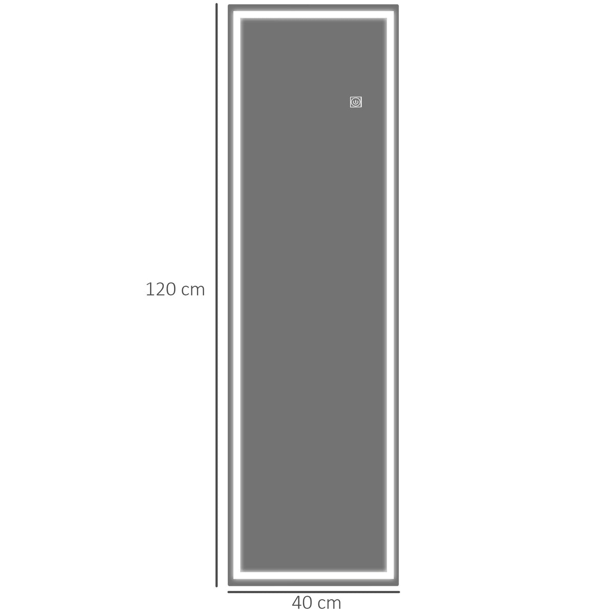 Wall mirror 120 x 40 cm full length mirror with LED lighting, 3 light barbs, rectangular mirror with touch switch, memory function for bedroom, bathroom